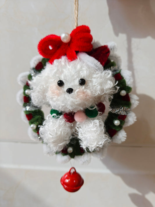Pipe Cleaner Mini Christmas Puppy Wreath