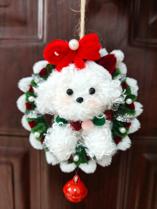 Pipe Cleaner Mini Christmas Puppy Wreath